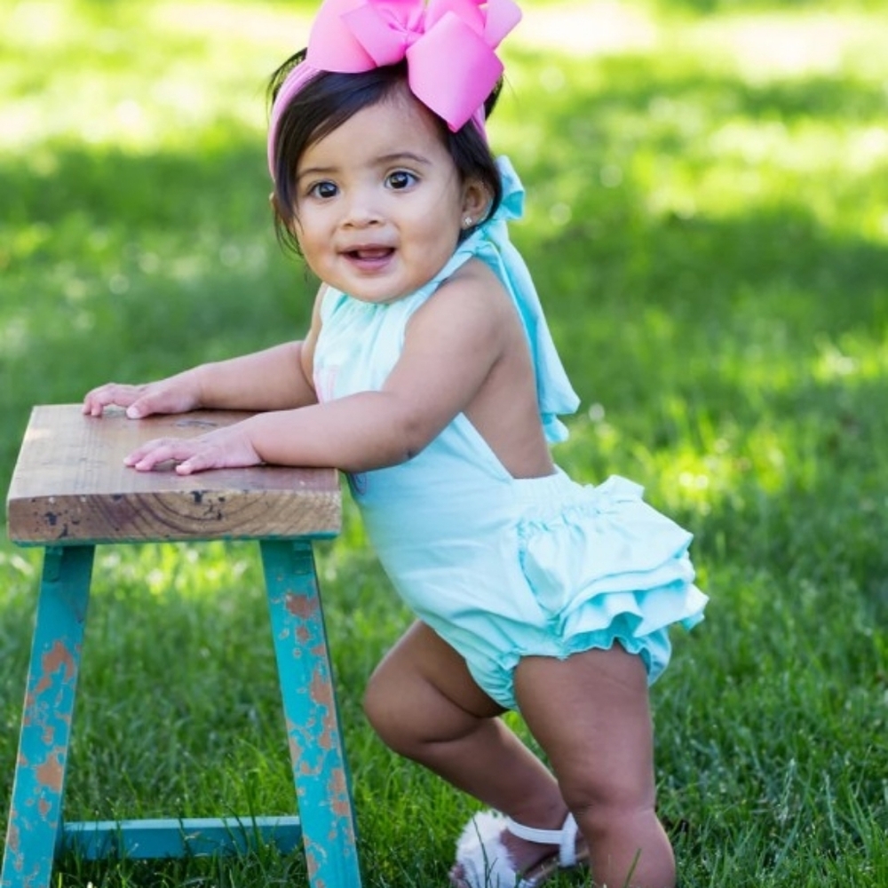 Blue Gingham Kids Romper